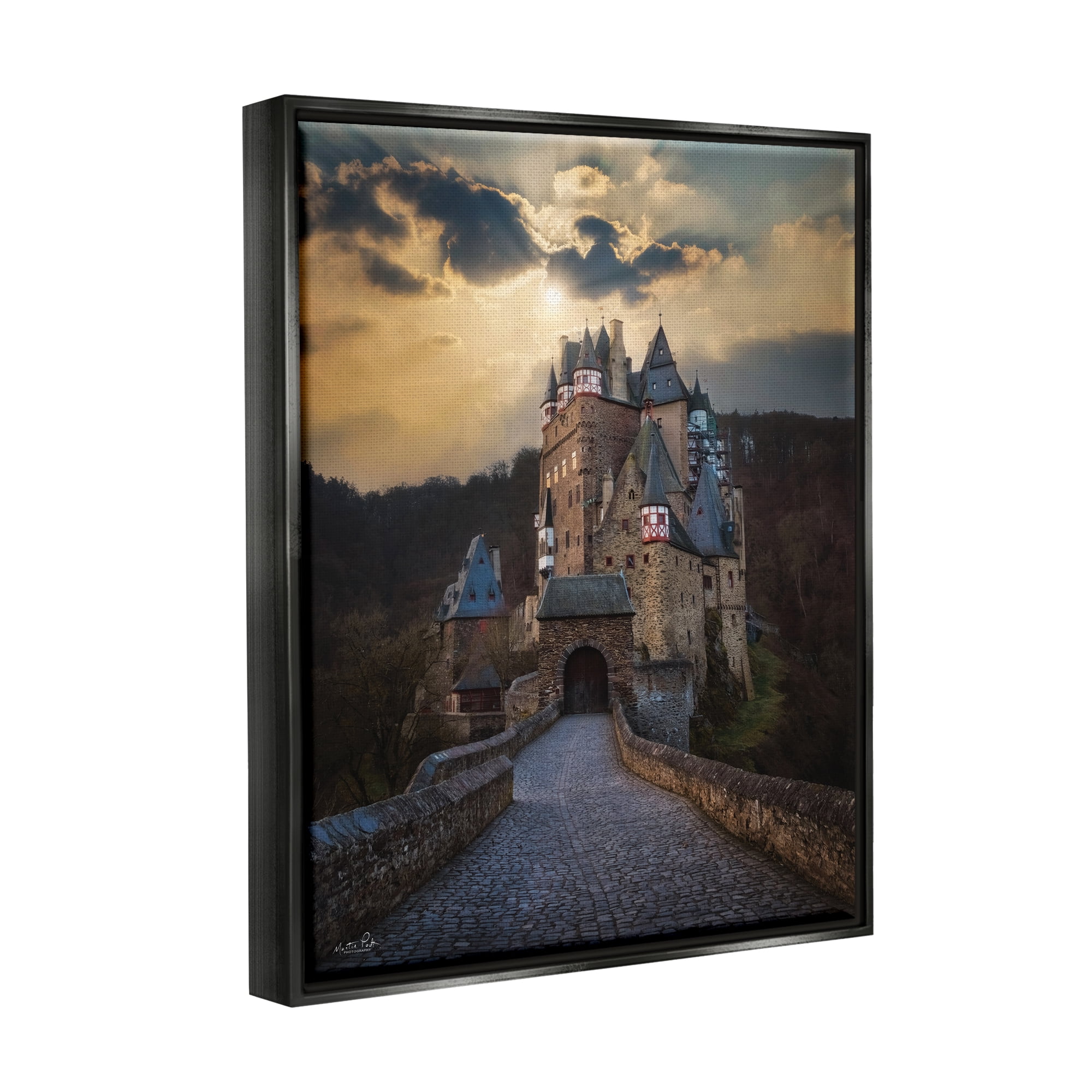Stupell Eltz Castle Path Sun Rays Photography Landscape Photography Black Floater Framed Art Print Wall Art