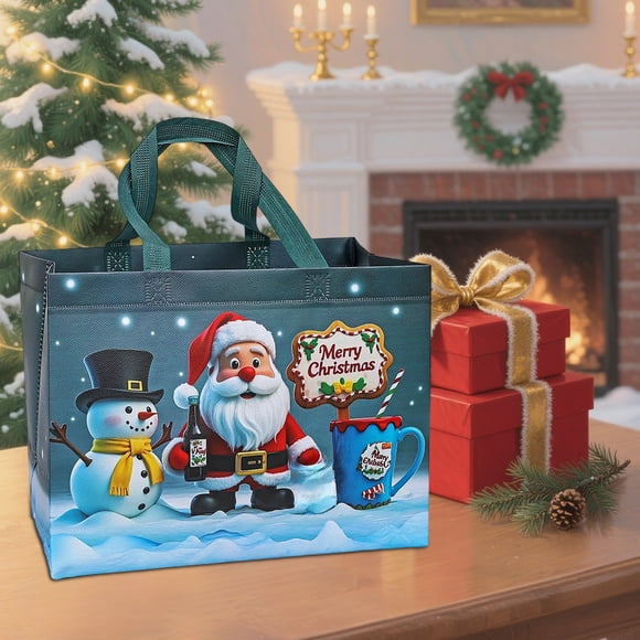 xihome Bolsas grandes de regalo navideñas de 32x25x17cm, de tela no tejida, reutilizables, para envolver regalos navideños y guardar regalos.