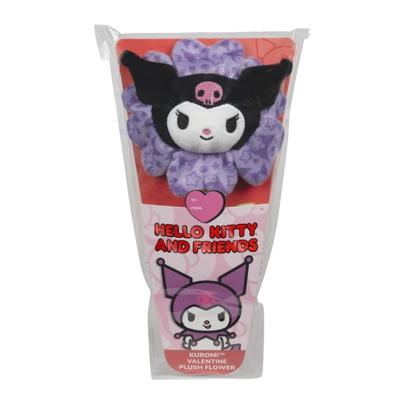 Hello Kitty and Friends 14-inch Kuromi Purple Plush Valentine Flower with a Bendable Stem