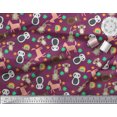 thumbnail image 2 of Soimoi Poly Georgette Fabric Floral & Cute Animals Cartoon Fabric Prints by Yard 52 Inch Wide, 2 of 3