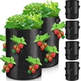 thumbnail image 1 of Zhuge Paquete de 6 maceteros para fresas de 10 galones con 8 bolsillos laterales para cultivo, reutilizables, verticales, con asa para jardinería vertical, 1 of 5