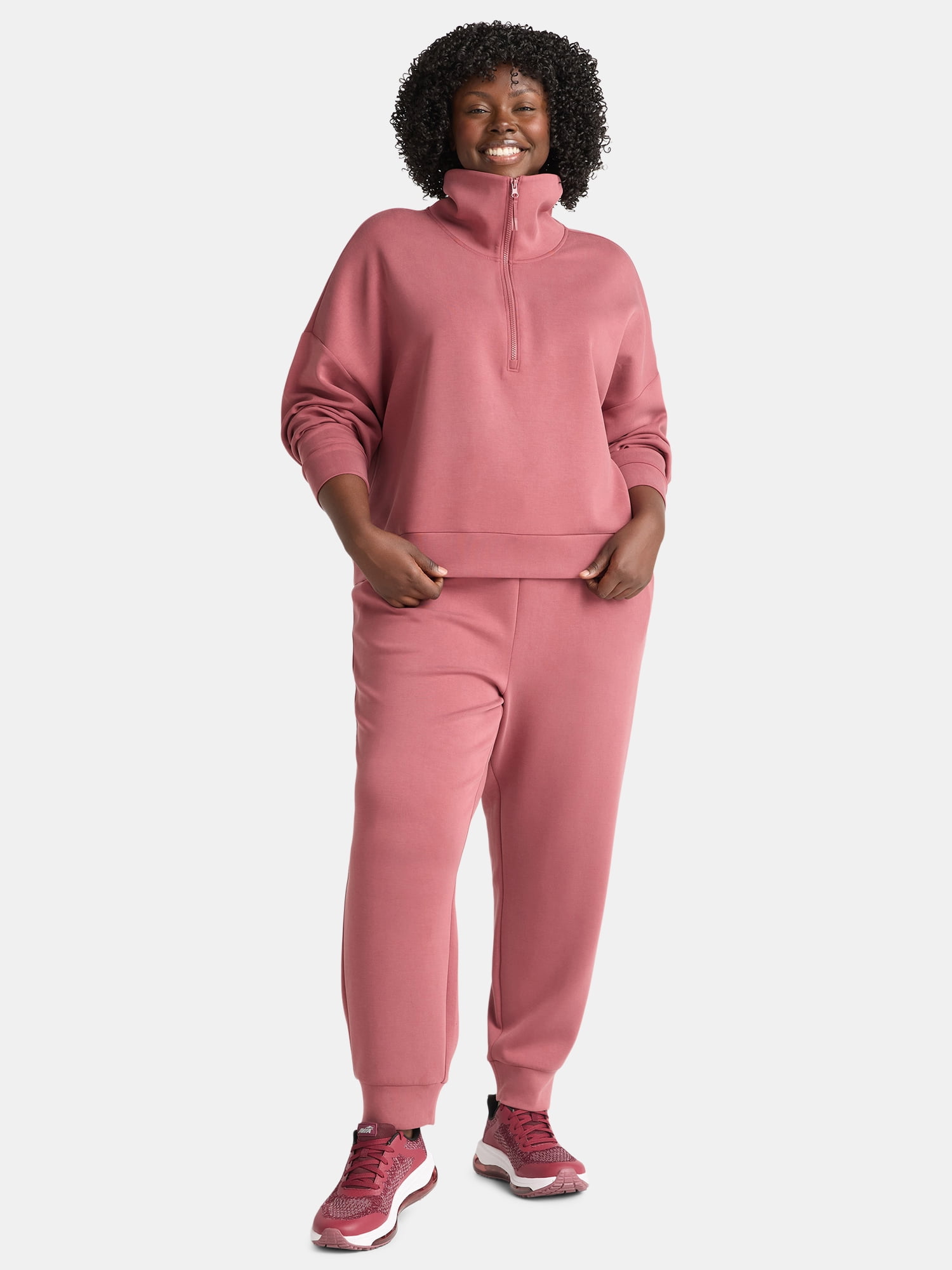 Avia Women's and Women's Plus ScubaKnit Pleat Joggers with Pockets, Size XS-4X