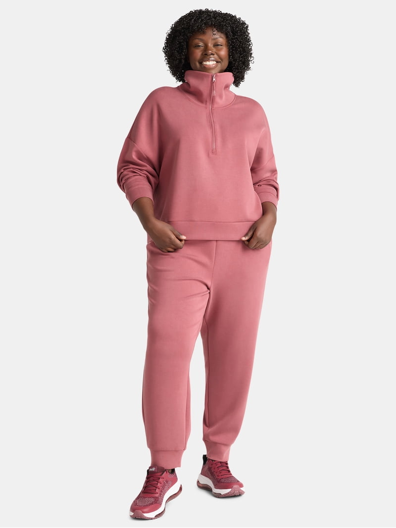 Avia Women's and Women's Plus ScubaKnit Pleat Joggers with Pockets