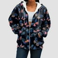 thumbnail image 5 of felwors Zip Up Hoodie Women Butterfly Graphic Hoodies Long Sleeve Oversized Y2K Sweatshirts Cute jackets Plus Size for Girls Black, S, 5 of 7