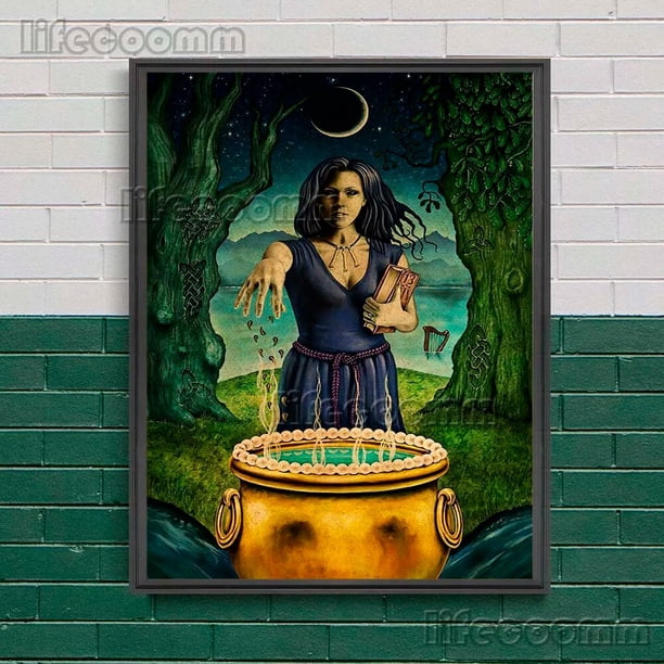 Arte de pared Vintage de alta calidad y Triple diosa, brujería, magia, póster de Wicca, impresión en lienzo, decoración del hogar sin marco