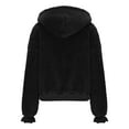 thumbnail image 6 of Fartey Fuzzy Fleece Jacket for Women Trendy Long Sleeve Zip Up Cropped Warm Hoodie Coat Solid Color Fall Winter Going Out Outwear with Pockets Black XL, 6 of 9