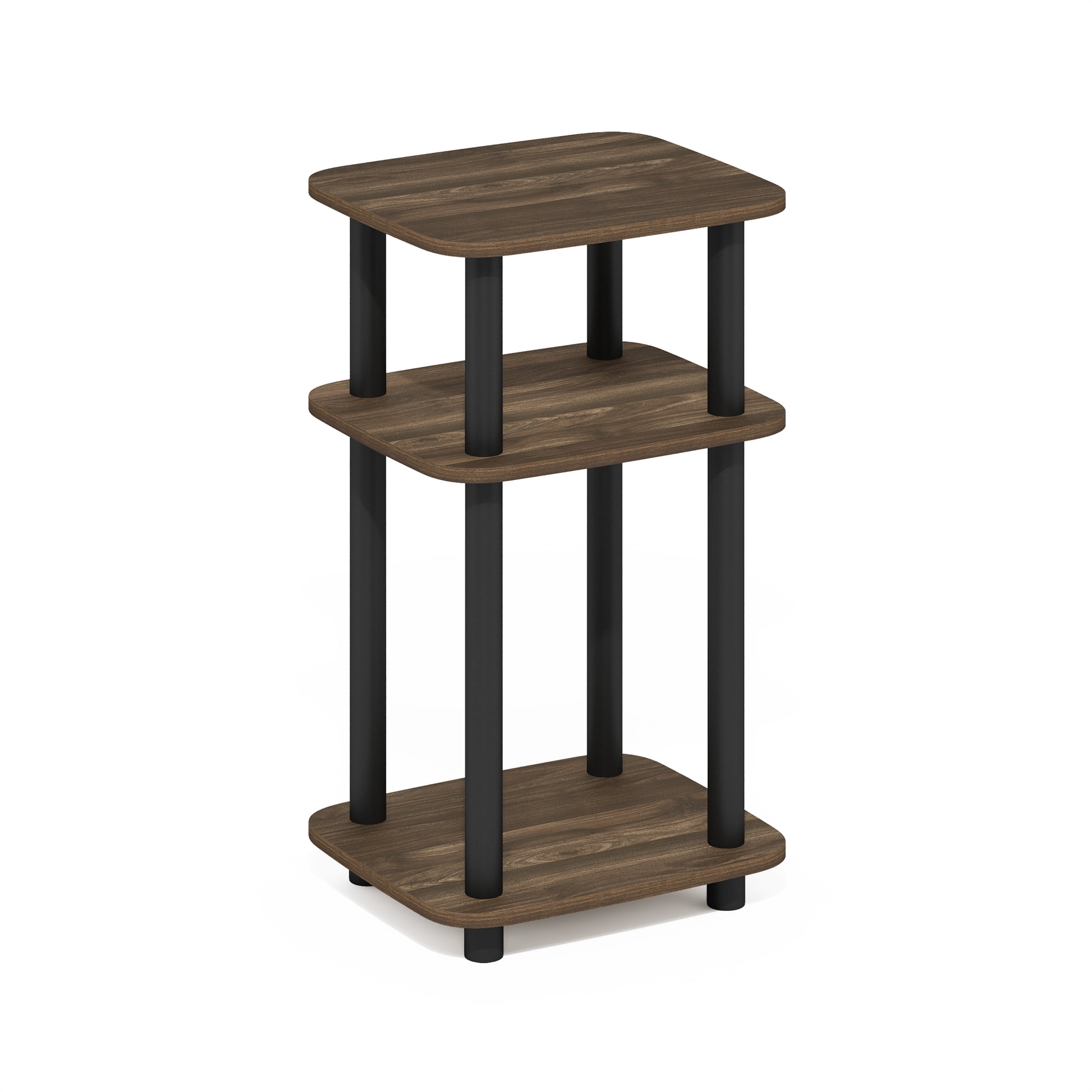 Furinno Just 3-Tier Turn-N-Tube Curve End Table, Side Table, 1-Pack, Columbia Walnut/Black