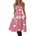 thumbnail image 5 of Valentines Day Sleeveless Vintage Dress Heart Print Pattern Casual A-line Midi Summer Dresses Pink 2XL, 5 of 5