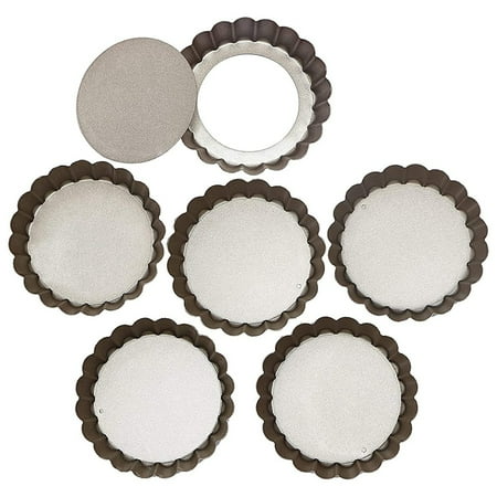 

4 Inch Mini Tart Pan Set of 6 Non-Stick Quiche Pan Removable Bottom Mini Tart Tins Mini Tart Pan Set