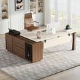 thumbnail image 2 of Tribesigns 71-Inch Executive Desk, L-Shaped Desk with Cabinet, Large Office Desk with Storage Shelves, Writing Table Desk Business Furniture Set for Home Office, 2 of 9