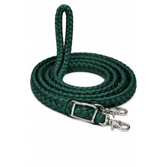 Roping Knotted Horse Tack Western Barrel Reins Nylon Braided Green 60727
