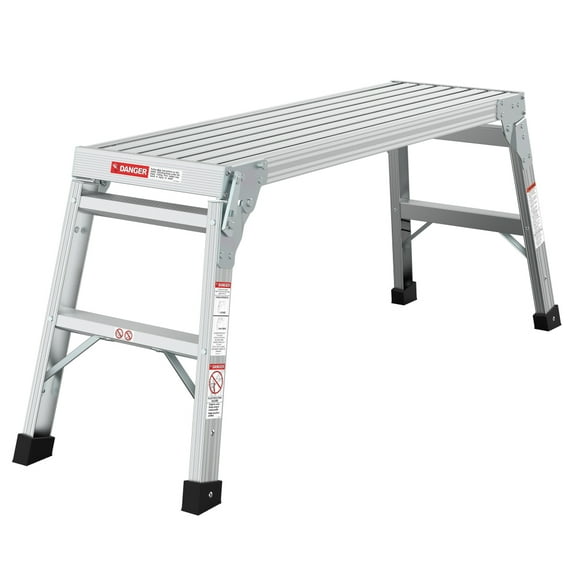 Lightweight Aluminum Work Platform with Folding Ladder – Portable Bench for Various Tasks
