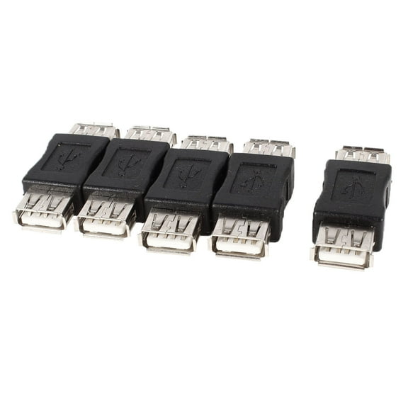 Unique Bargains 5 Pcs Black USB 2.0 Type A Female to Female Adapter Plug Converter