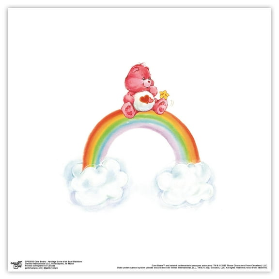 Gallery Pops Care Bears - Heritage Love-a-lot Bear Rainbow Wall Art, Unframed Version, 12" x 12"