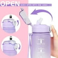 thumbnail image 2 of 1 litre Motivational Fitness Sport Water Bottle with Straw & Time Maker, Leak-proof, BPA-free, Tritan, Toxin Free Plastic Drink Bottle Design for Girls, Boy,Purple, 2 of 7