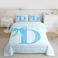 thumbnail image 3 of Manfei Bowtie Letter D Full Size Comforter Sets,Bowknot Monogrammed Theme Bedding Comforter Set,Blue Cartoon Bow Knot Bedding Sets For Girl Teens,Ultra Soft Bedroom Decor Reversible,3-Piece, 3 of 9