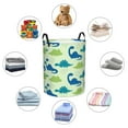 thumbnail image 4 of Rateoe Cute Dinosaur Blue Green Pattern Round Laundry Hamper Basket, Tall Hamper Basket for Blanket Storage, Nursery Clothes Hamper for Laundry in Bedroom and College Dorm-Medium, 4 of 6