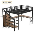 thumbnail image 3 of Horuto Queen Loft Bed with Storage Stairs and Wardrobe, All-in-One Metal Loft Bed with Reversible Staircase & L-Shaped Desk, Black & Woodgrain, 3 of 14