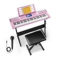 thumbnail image 1 of Teclado Piano Donner DEK-610S de 61 teclas con soporte, taburete rosa, 1 of 7