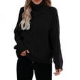 thumbnail image 1 of PENGXIANG Femmes Tricot Pulls à Col Roulé Manches Longues en Vrac Automne Hiver Pull de Base Pull Couleur Unie Pull, 1 of 6