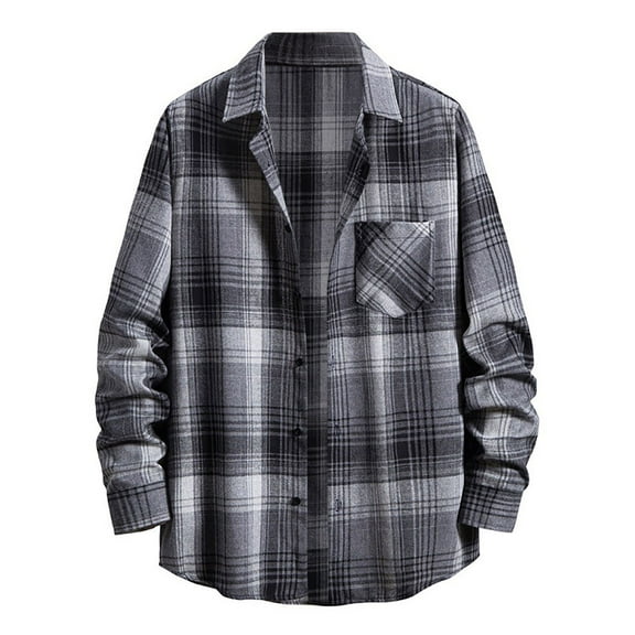 Clearance LYXSSBYX Long Sleeve Shirts for Men Fashion Men Casual Plaid Print Pocket Long Sleeves Shirt Blouse