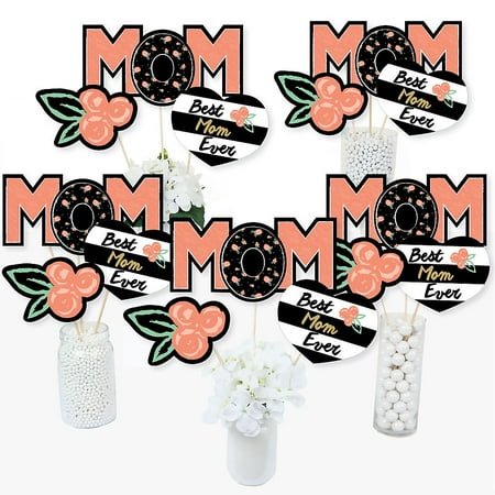 Mothers Day Centerpieces - Best Mom Ever - Mother's Day Centerpiece Sticks - Table Toppers - Set of 15