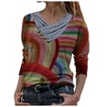 thumbnail image 2 of Pntutb Mujer Tie-Dye Impreso Bordado Cuello Manga Larga Pullover Blusa tops Pntutb Pntutb-11, 2 of 3