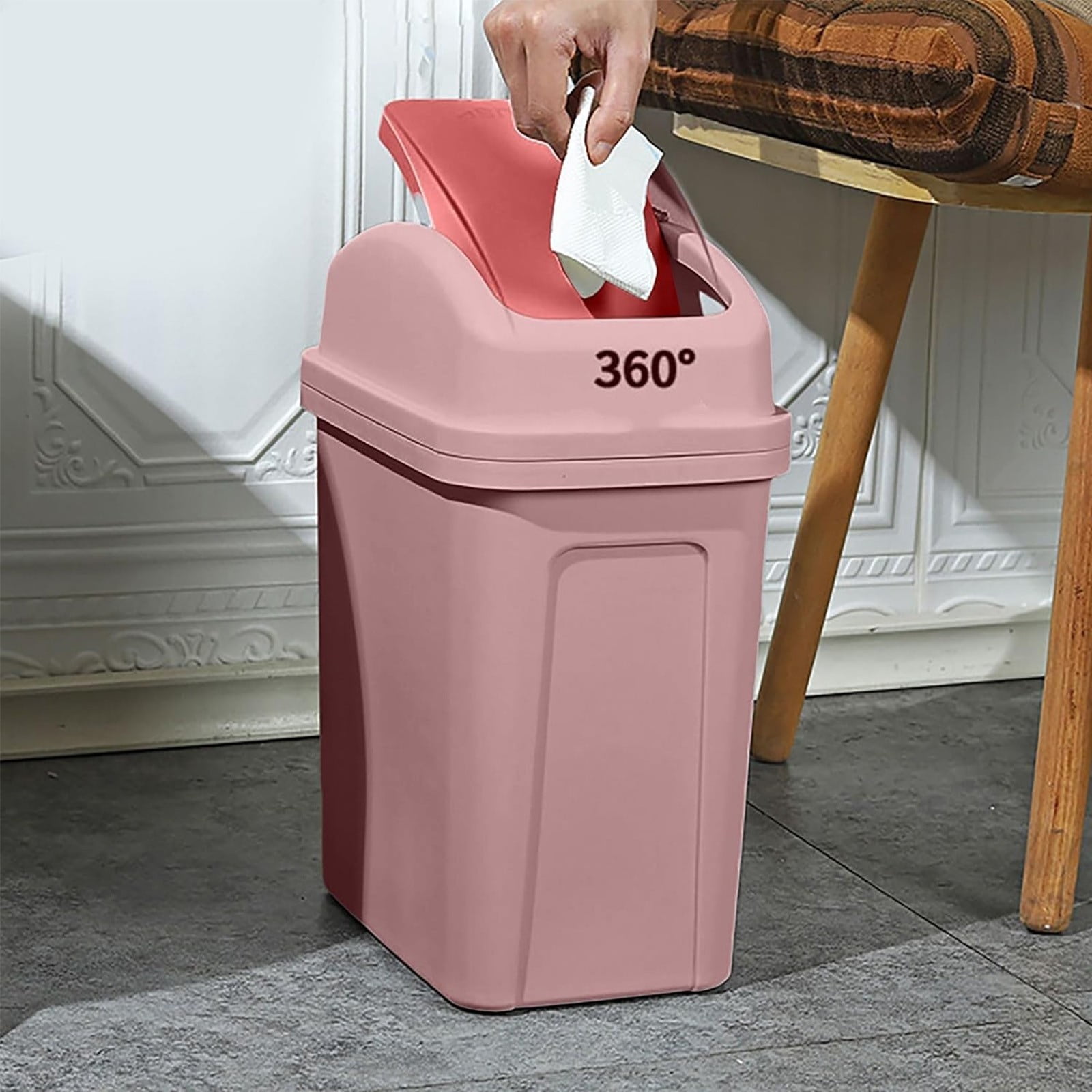 kjfeif Bathroom Trash Can with Lid Plastic Garbage Can with Lid Waste Basket Trash Garbage Dog Proof Trash Can for Bathroom Kitchen Living Room Bedroom