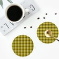 thumbnail image 4 of Disketp Yellow Checkered Plaid Funny Coasters,4 Pcs Leather Coasters with Holder, Perfect Housewarming Hostess Gifts,Protect Furniture from Water Marks Scratch and Damage-Round Shape, 4 of 6