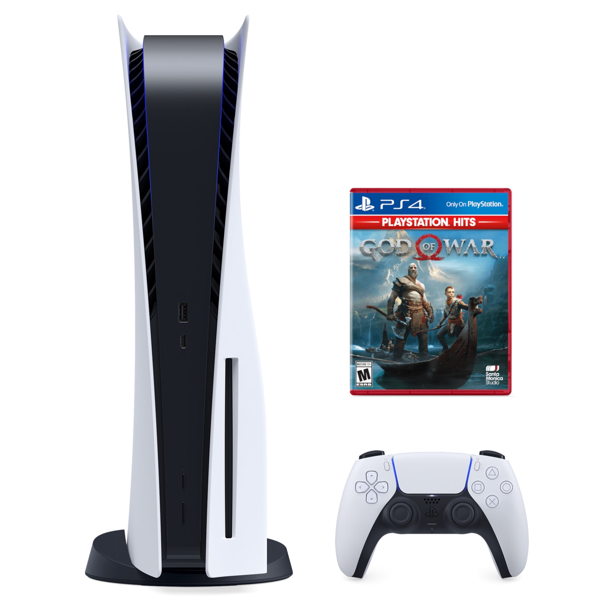 2021 New PlayStation Disk Version Console with Wireless Controller & God of War