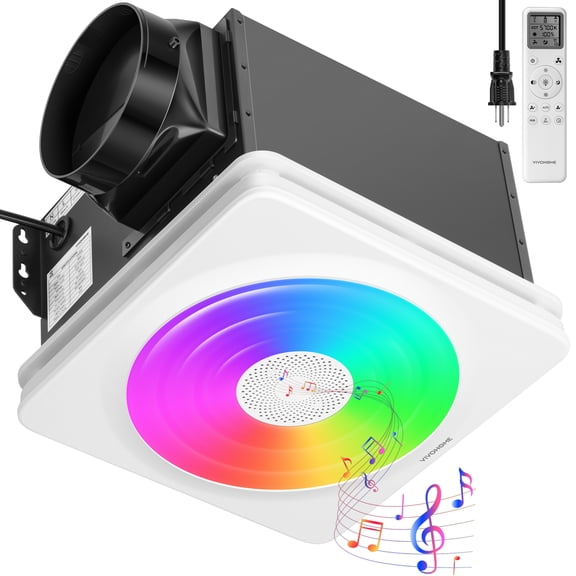 SPECSTAR Bathroom Exhaust Fan with RGB Light & Humidity Sensor (240CFM) & Bluetooth Speaker , EC Motor Retrofit Bath Fan, Remote Control