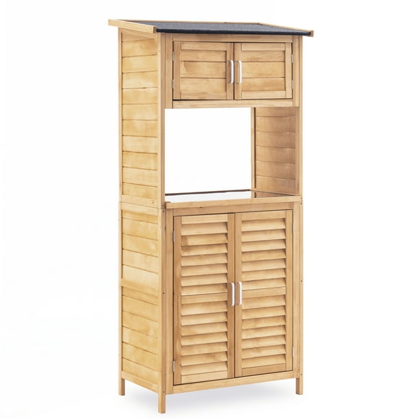 Mcombo Outdoor Wooden Storage Cabinet Garden Shed With Potting Bench 27 6 X 16 5 66 9 Com Mcombo Outdoor Wooden Storage Cabinet, Outdoor Armoire Furniture
