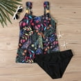 thumbnail image 4 of Qepwscx Swimsuits for Women High Waisted Two Piece 2025 Floral Print Tankinis Bathing Suit Crew Neck Swim Suits Graphic Blouson and Bottom Sets S-XXXXXL, 4 of 6
