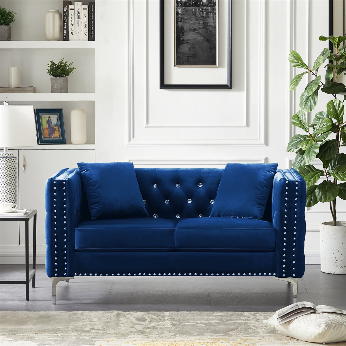 75 Gray Living Room with Blue Walls Ideas You'll Love - October, 2023 |  Houzz