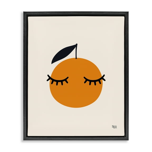 Stupell Industries Orange with Eyelashes Food & Beverage Painting Black Floater Framed Canvas Art Print Wall Art, 17 x 21