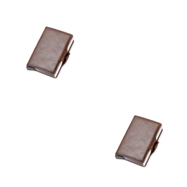 Jumpingount Bolso de dinero de crédito Rfid para hombre, Mini estuche antirrobo, monedero inteligente a la moda, automático, multifunción para Café 2piezas