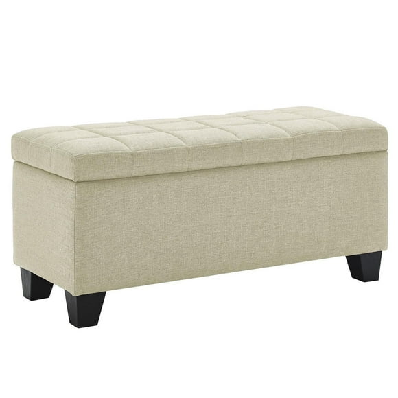 Ottomane de rangement rectangulaire moderne revêtue de tissu – beige