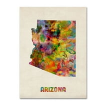 Trademark Fine Art "Arizona Map" Canvas Wall Art by Michael Tompsett