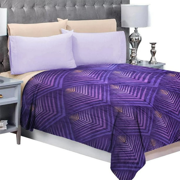 Frazada Matrimonial MELOCOTTON HOGAR Ligera estampada Flannel Extra Suave MOD LULU