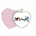 thumbnail image 1 of Me encanta Uruguay palabra bandera amor corazón ilustración Bolsa de viaje Mirror maquillaje corazón rosa, 1 of 4