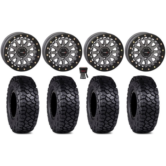 System 3 SB-6 15" Wheels Gm (5 2) 32" Intersect Tires Kawasaki Mule Pro FXT