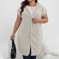 thumbnail image 2 of Zynoxe Womens Hooded Robes Lightweight Water Absorbent Bathrobe for Women Versatile Solid Color Short Sleeve Button Loungewear Robe Soft Coral Fleece Nightgown Bathrobe Free Size, 2 of 8