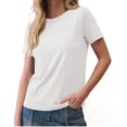 thumbnail image 2 of Summer Short Sleeve Solid Color Casual Women Leisure Basic T Shirt, 2 of 7