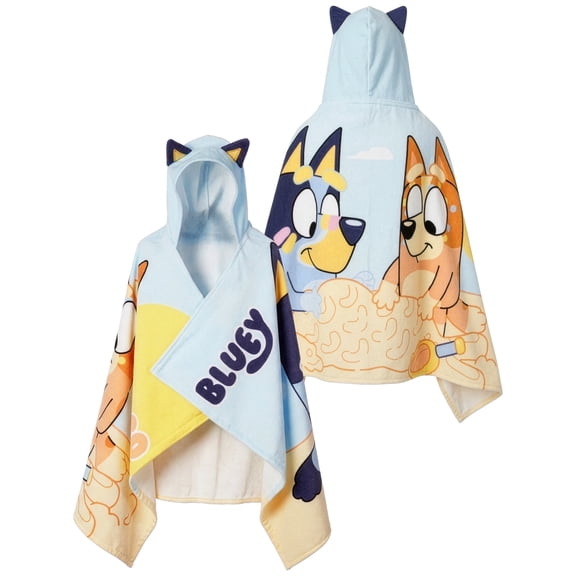 Bluey Hooded Towel With 3D Ears Blue One Size