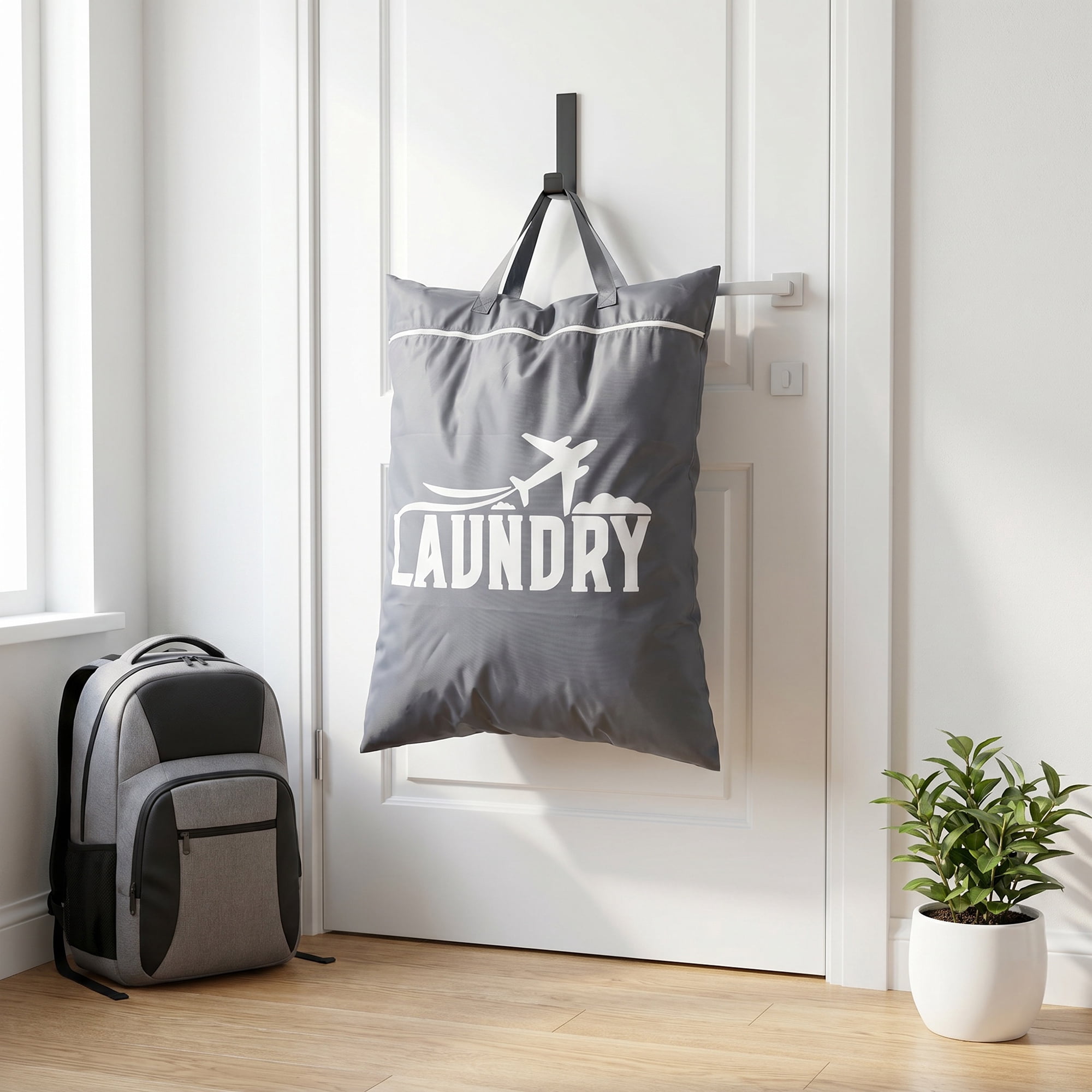 Unique Bargains 2Pcs Waterproof Wet Dry Lightweight Mesh Laundry Bag Gray 18.9" x 22.8"