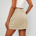 thumbnail image 4 of SONXAHE Dual Button Waist Cargo Mini Skirt for Women Side Cargo Pocket Street Daily Denim Skort, 4 of 6