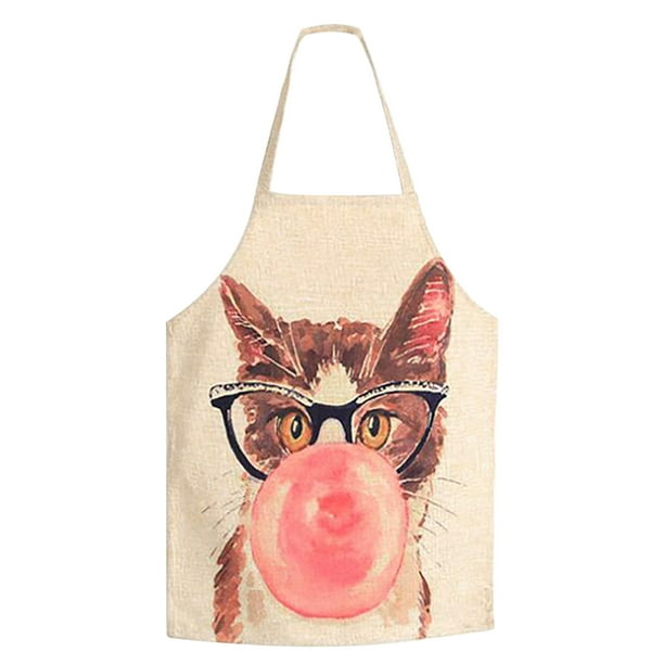 Fiudx Delantal de Lino y Algodón, Suave y Transpirable, Cuello Ajustable, Bolsillo Frontal Grande, Cómodo, Ecológico, para Uso Diario En La Cocina, 76 X 50 Cm.