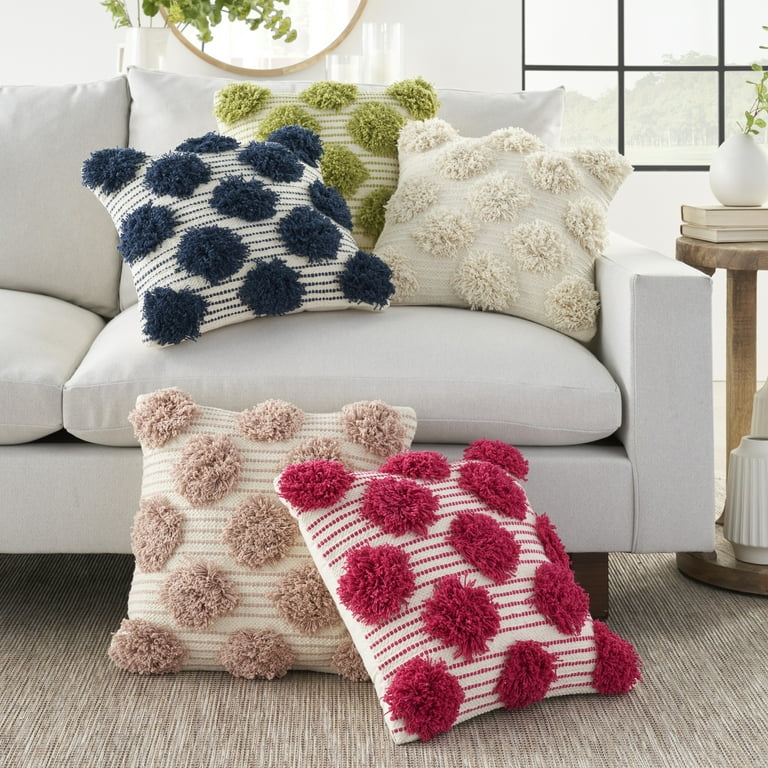 Throw pillows with pom poms sale