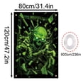 thumbnail image 2 of Halloween Fluorescent Window Banner 31.5 x 47.2 Inches Glow in Dark Window Cover with Skull Pumpkin Design Hanging Scary Decor for Home, 2 of 5