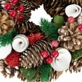 thumbnail image 4 of Northlight White Wooden Rose, Pine Cone and Berry Artificial Christmas Wreath, 10-Inch, Unlit, 4 of 6